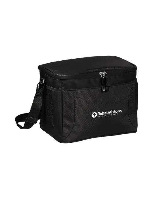 12 Can Black/Black Cube Cooler  w/RV Physical Therapy Logo