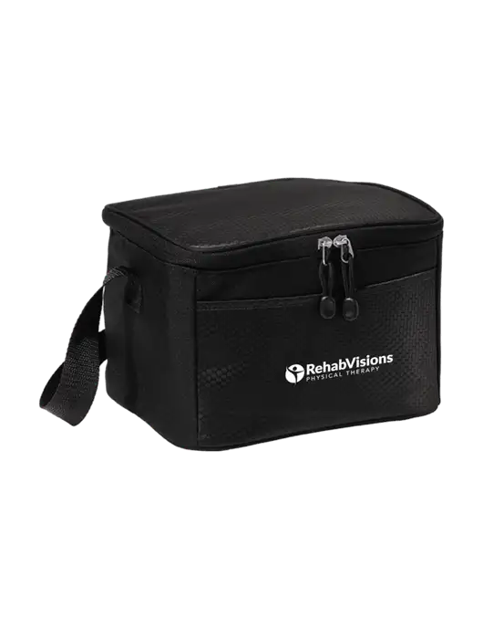 6 Can Black/Black Cube Cooler w/RV Physical Therapy Logo