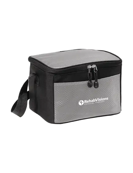 6 Can Grey/Black Cube Cooler w/RV Physical Therapy Logo