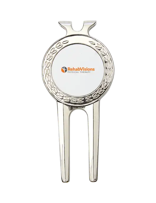 Silver Divot Tool, 1.5 x 3 w/RV Physical Therapy Logo