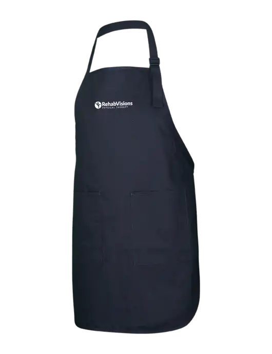 Full-Length Black Apron With Pockets w/RV Physical Therapy Logo