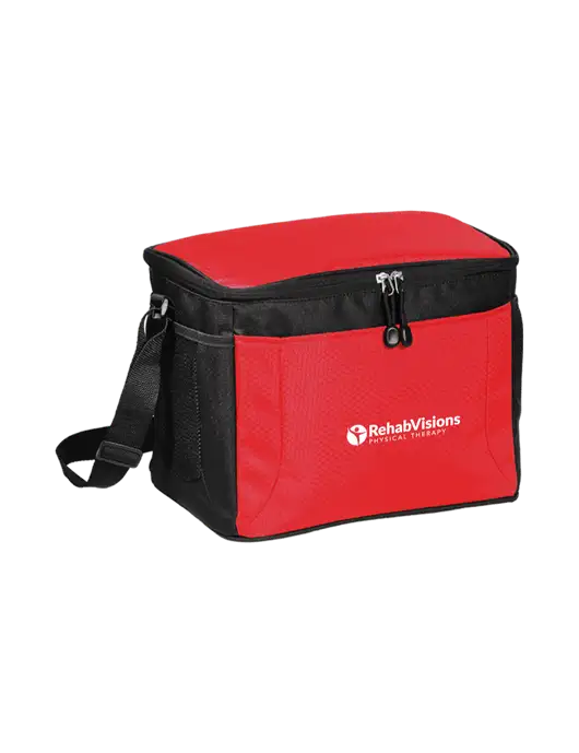 12 Can Red/Black Cube Cooler  w/RV Physical Therapy Logo