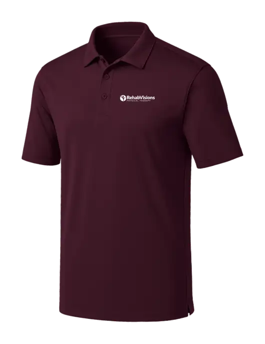 Maroon Silk Touch Performance Polo w/RV Physical Therapy Logo