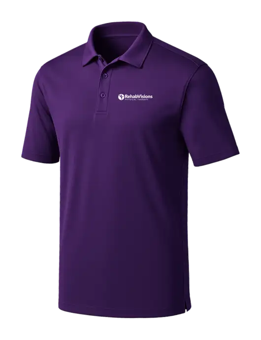 Purple Silk Touch Performance Polo w/RV Physical Therapy Logo