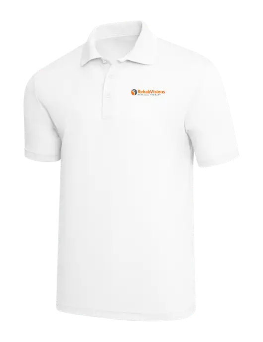 White PosiCharge RacerMesh Polo w/RV Physical Therapy Logo