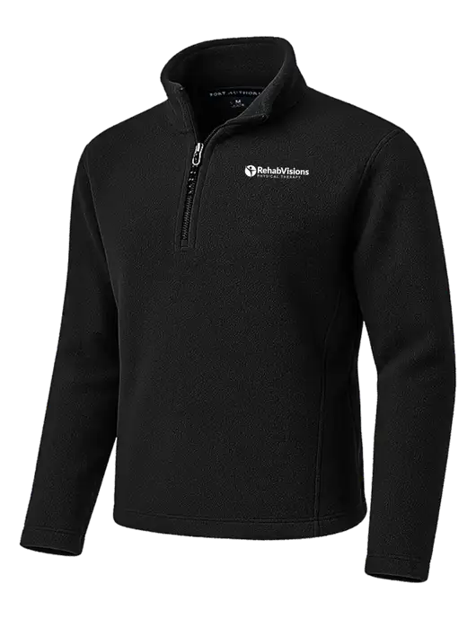Black Fleece 1/4-Zip Pullover w/RV Physical Therapy Logo