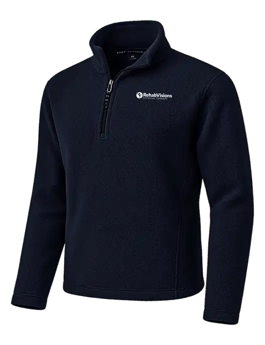 Navy Fleece 1/4-Zip Pullover w/RV Physical Therapy Logo