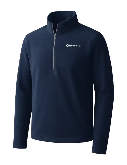 Navy Microfleece 1/2 Zip Pullover w/RV Physical Therapy Logo