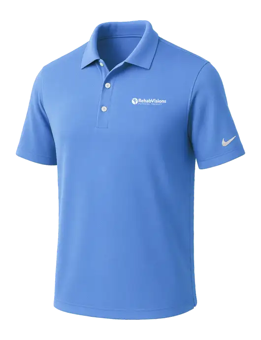 NIKE Carolina Blue Dri-Fit Micro Pique Polo w/RV Physical Therapy Logo