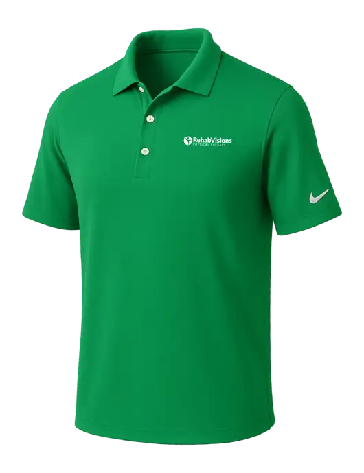 NIKE Kelly Green Dri-Fit Micro Pique Polo w/RV Physical Therapy Logo