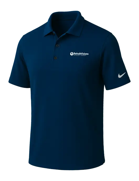NIKE Navy Dri-Fit Micro Pique Polo w/RV Physical Therapy Logo