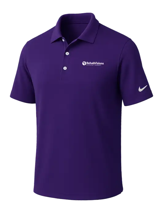 NIKE Purple Dri-Fit Micro Pique Polo w/RV Physical Therapy Logo