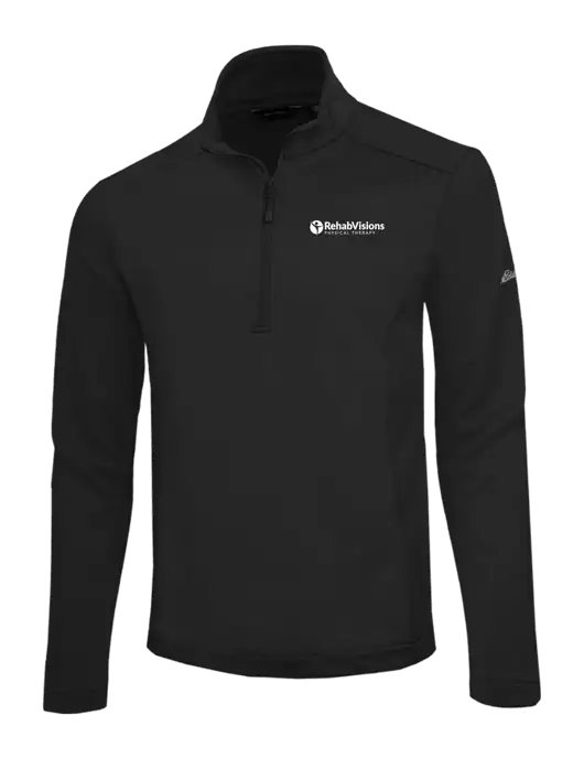 Eddie Bauer Black Smooth Mid Layer Fleece 1/2-Zip w/RV Physical Therapy Logo