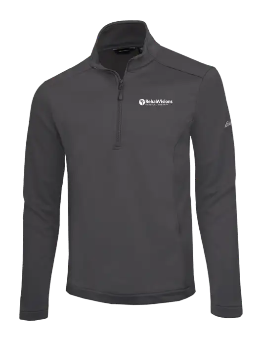 Eddie Bauer Dark Grey Smooth Mid Layer Fleece 1/2-Zip w/RV Physical Therapy Logo