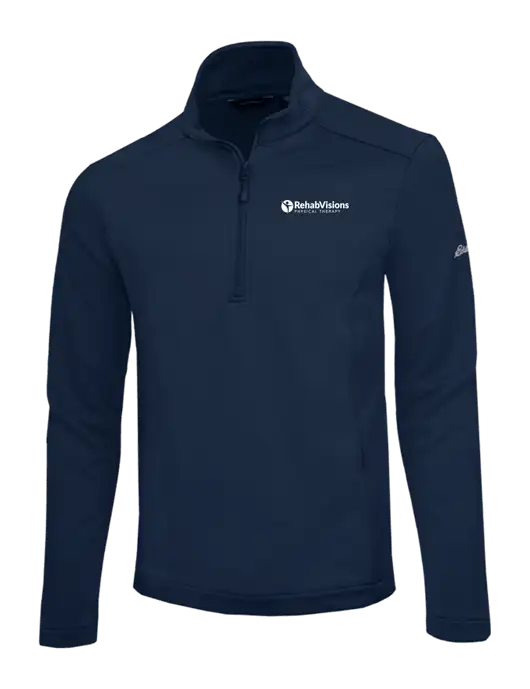 Eddie Bauer Navy Smooth Mid Layer Fleece 1/2-Zip w/RV Physical Therapy Logo