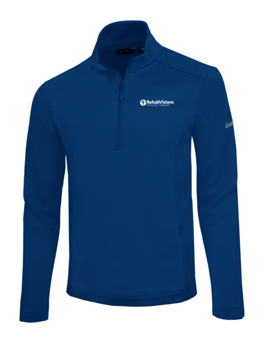 Eddie Bauer Dark Royal Smooth Mid Layer Fleece 1/2-Zip w/RV Physical Therapy Logo