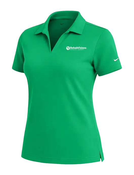NIKE Kelly Green Womens Dri-Fit Micro Pique Polo w/RV Physical Therapy Logo
