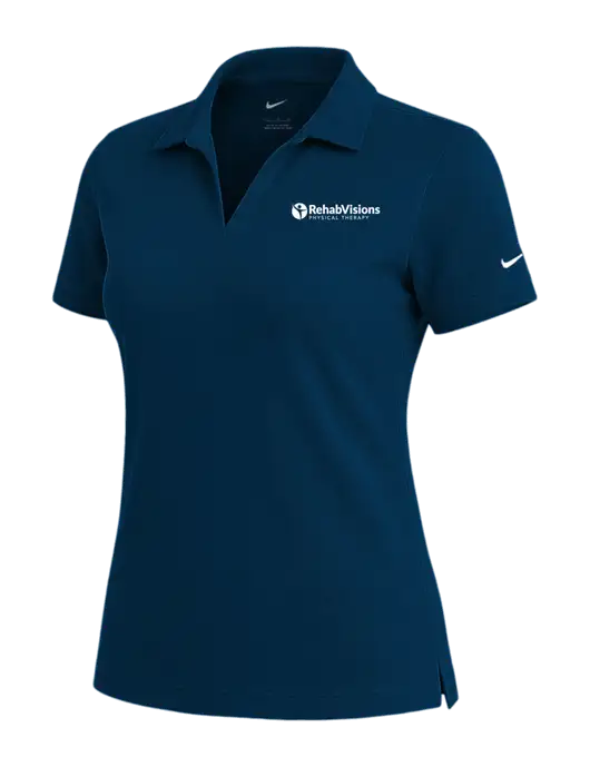 NIKE Navy Womens Dri-Fit Micro Pique Polo w/RV Physical Therapy Logo
