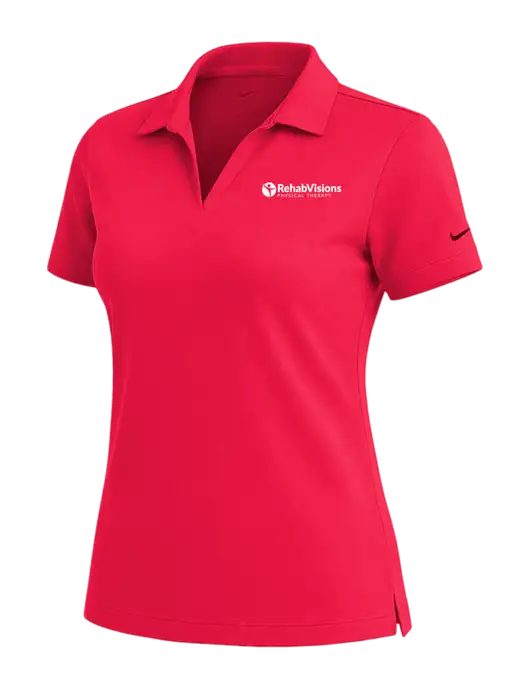 NIKE Red Womens Dri-Fit Micro Pique Polo w/RV Physical Therapy Logo