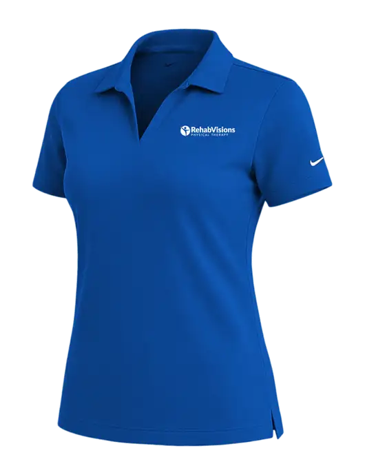NIKE Royal Womens Dri-Fit Micro Pique Polo w/RV Physical Therapy Logo