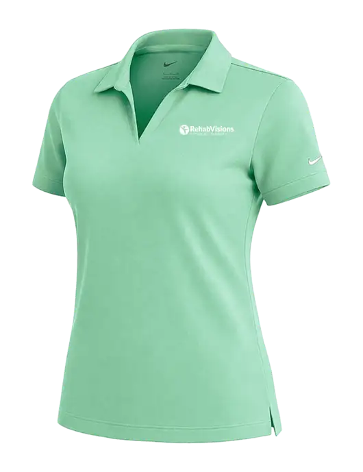 NIKE Very Light Green Womens Dri-Fit Micro Pique Polo w/RV Physical Therapy Logo