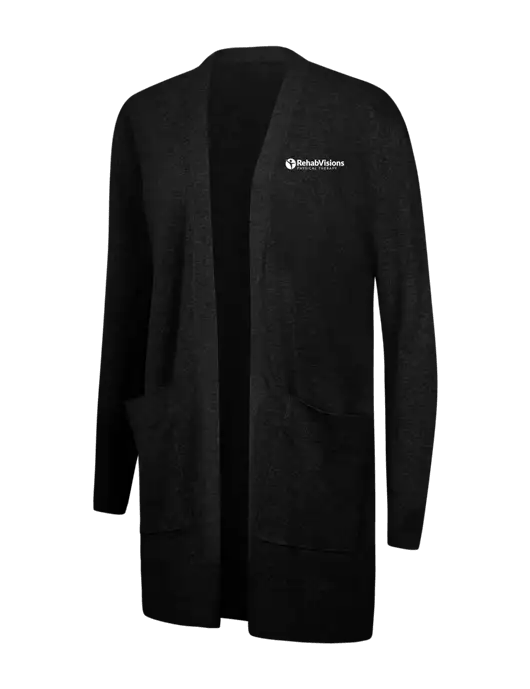 Mercer+Mettle Womens Black Open Front Cardigan Sweater w/RV Physical Therapy Logo