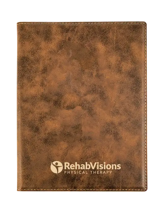 Rustic Leatherette 7 x 9 Portfolio with Notepad w/RV Physical Therapy Logo