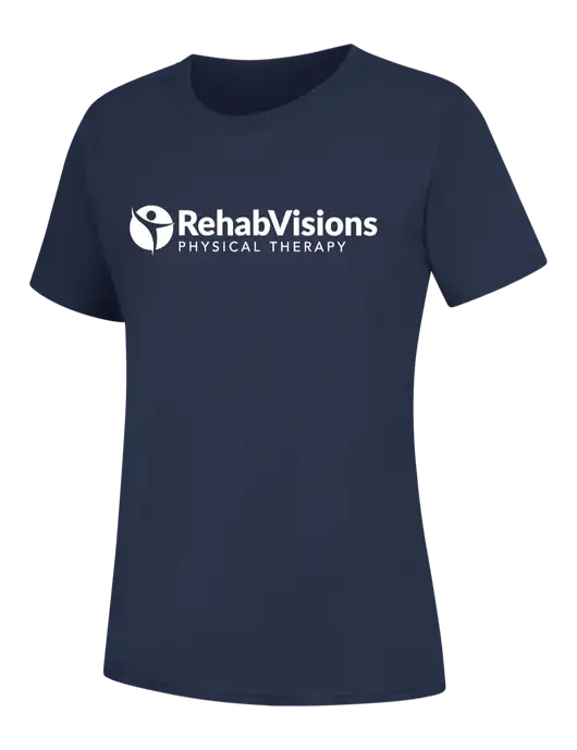 Womens Navy Core Blend Tee w/RV Physical Therapy Logo
