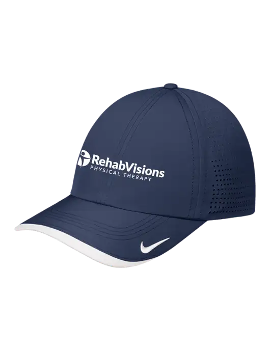 Nike Navy/White Dri-FIT Perforated Performance Cap w/RV Physical Therapy Logo