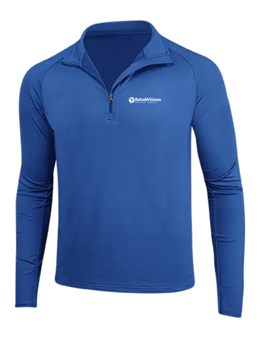 Dark Royal Sport Wick Stretch 1/4 Zip Pullover w/RV Physical Therapy Logo