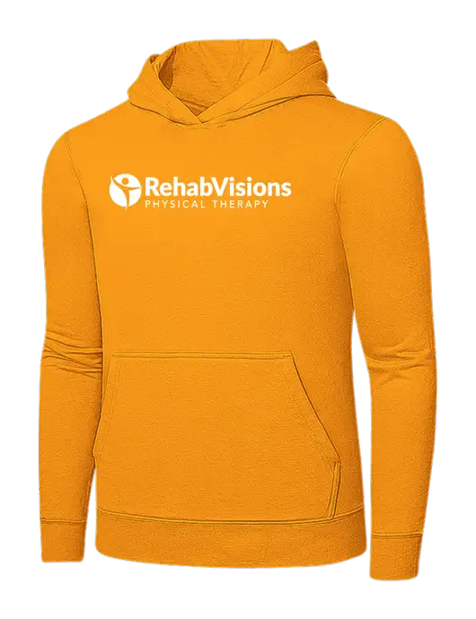 Yellow Gold 7.8 oz Ring Spun Hooded Sweatshirt w/RV Physical Therapy Logo