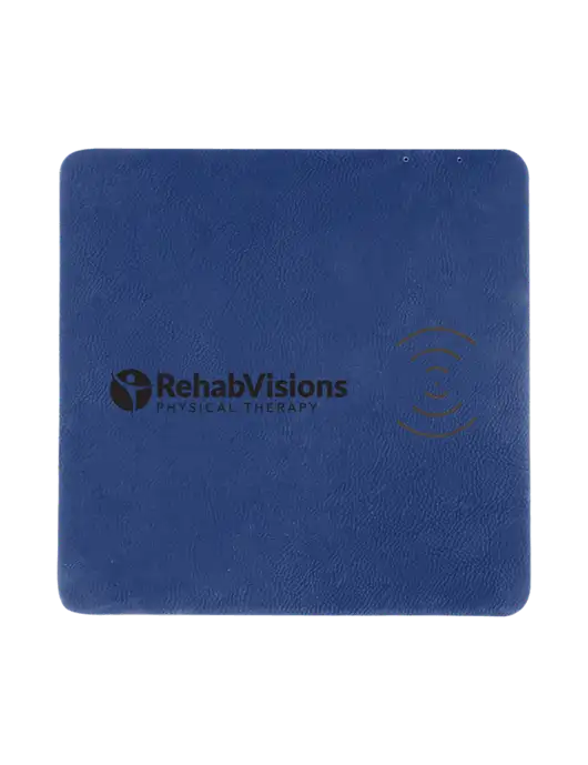 Light Navy Blue Laserable Leatherette Phone Charging Mat w/RV Physical Therapy Logo