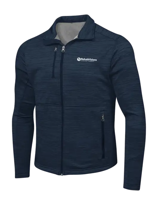 Navy Digi Stripe Fleece Jacket w/RV Physical Therapy Logo