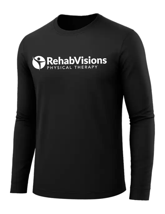 Long Sleeve Black PosiCharge Competitor Tee w/RV Physical Therapy Logo