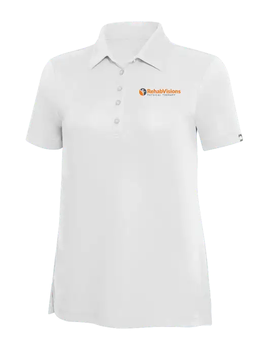 TravisMathew White Solid Womens Oceanside Polo w/RV Physical Therapy Logo