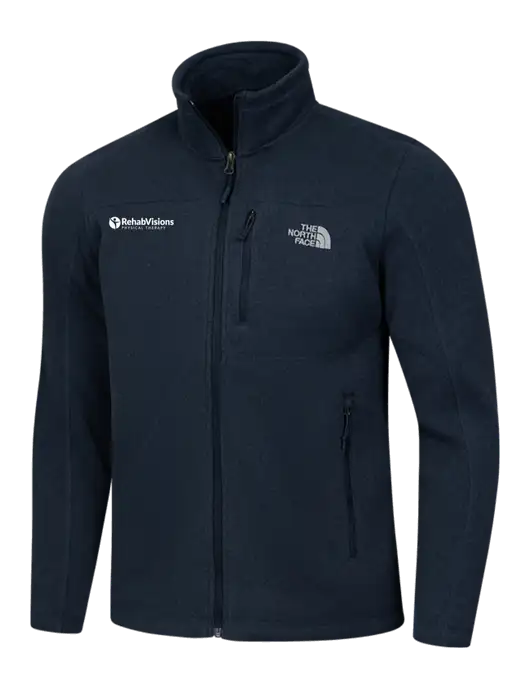 North Face Navy Heather Sweater Fleece Jacket w/RV Physical Therapy Logo