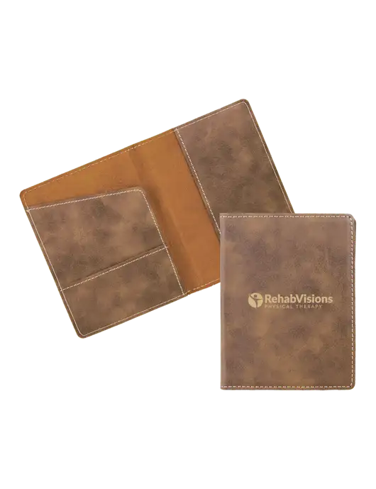 Rustic Leatherette Passport Holder w/RV Physical Therapy Logo