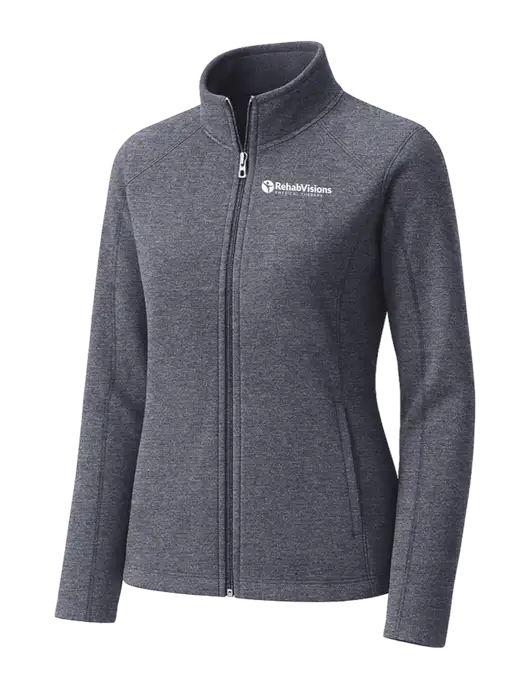 Light Navy Heather Womens Microfleece Full-Zip Jacket w/RV Physical Therapy Logo