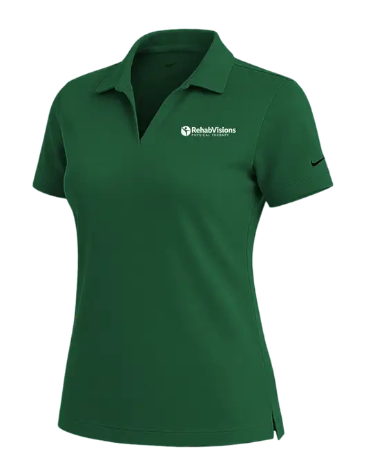 NIKE Dark Green Womens Dri-Fit Micro Pique Polo w/RV Physical Therapy Logo