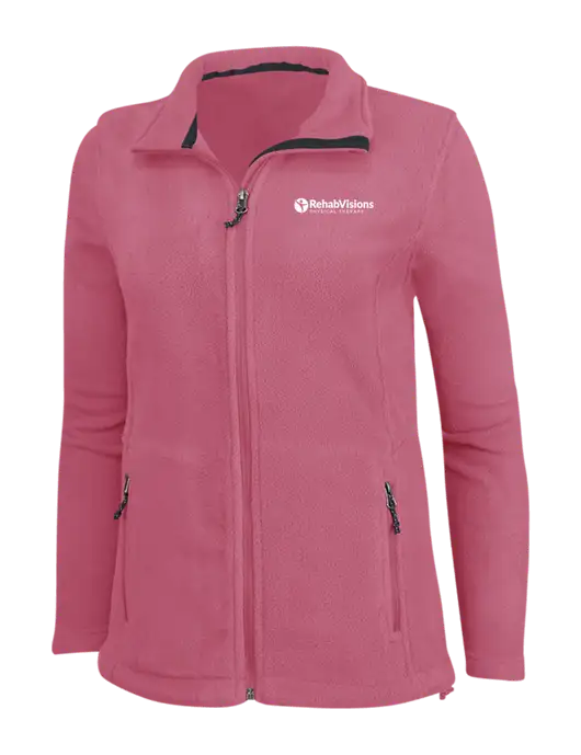 Womens Pink Fleece Jacket w/RV Physical Therapy Logo