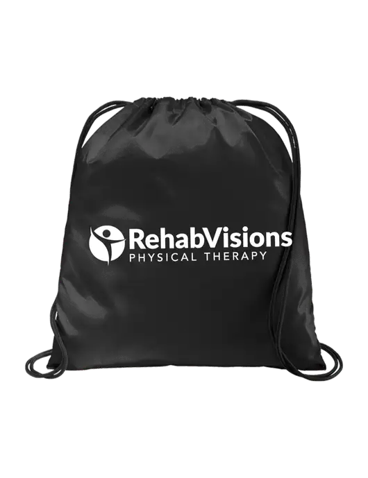 Drawstring  Black Cinch Pack w/RV Physical Therapy Logo