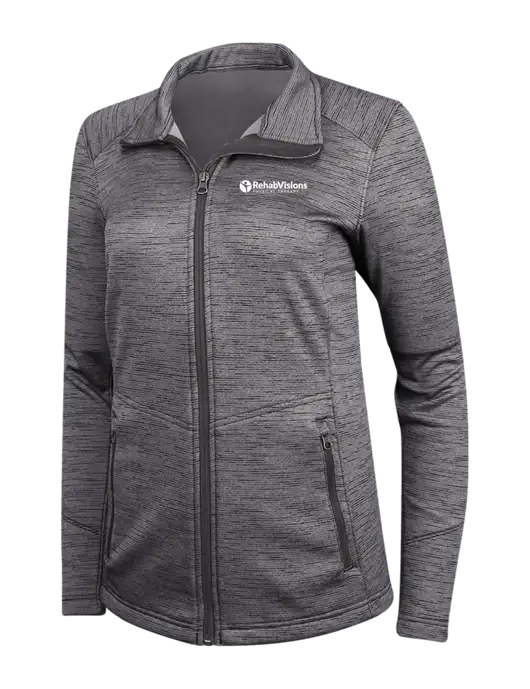 Womens Dark Grey Digi Stripe Fleece Jacket w/RV Physical Therapy Logo