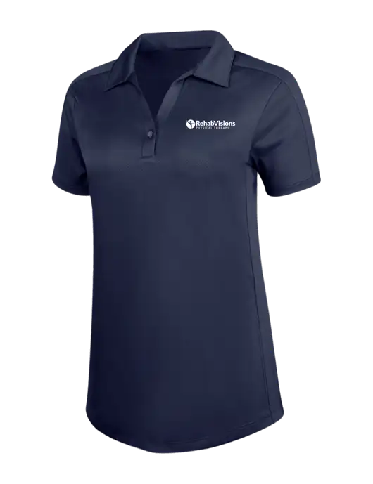 Womens Dark Navy Diamond Jacquard Polo w/RV Physical Therapy Logo