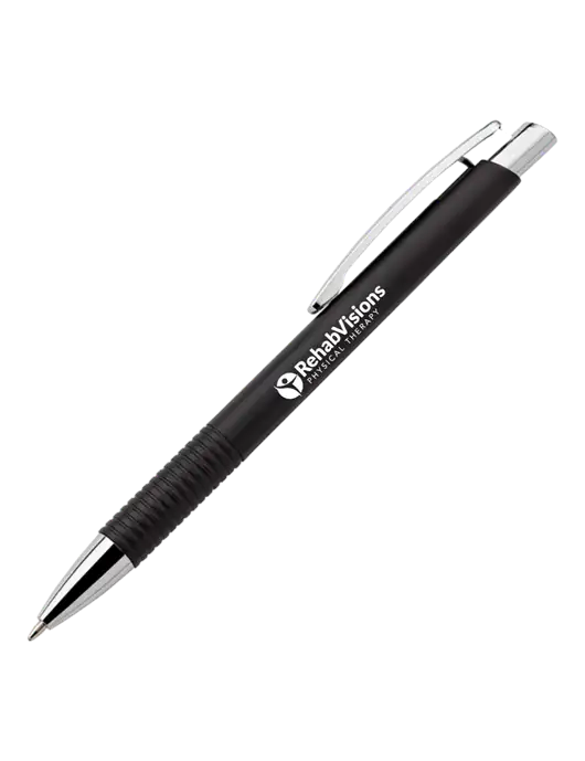 Malay Black Ballpoint Pen - Blue Ink w/RV Physical Therapy Logo