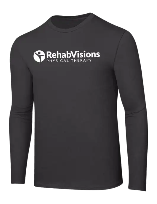 Ring Spun Charcoal 4.5 oz Long Sleeve T-Shirt w/RV Physical Therapy Logo