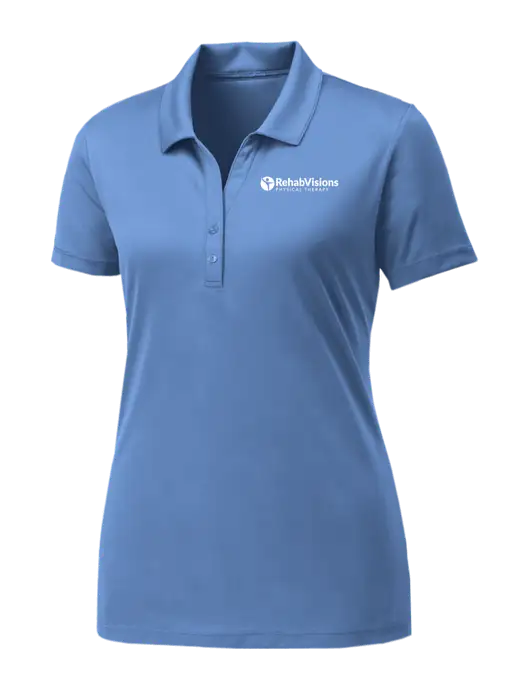 Womens Carolina Blue PosiCharge Competitor Polo w/RV Physical Therapy Logo