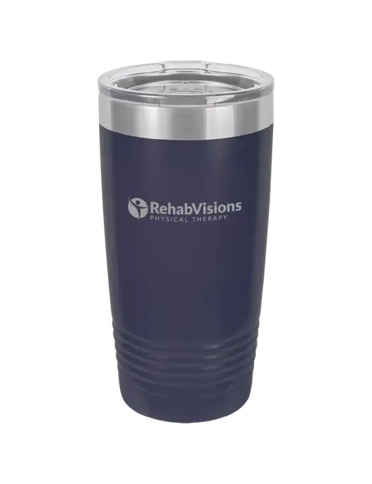 Polar Camel 20 oz Powder Coated Navy Vacuum Insulated Tumbler w/RV Physical Therapy Logo