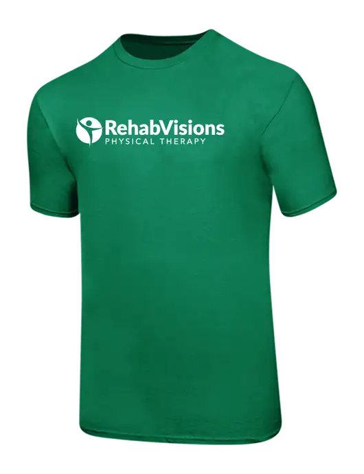 Ring Spun Kelly Green 4.5 oz T-Shirt w/RV Physical Therapy Logo