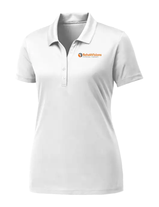 Womens White PosiCharge Competitor Polo w/RV Physical Therapy Logo
