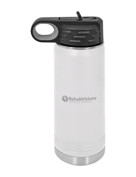 Polar Camel 20 oz Powder Coated White Vacuum Insulated Water Bottle w/RV Physical Therapy Logo